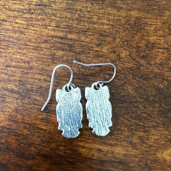 Silver Delicate Owl Earrings - Picture 3 of 3